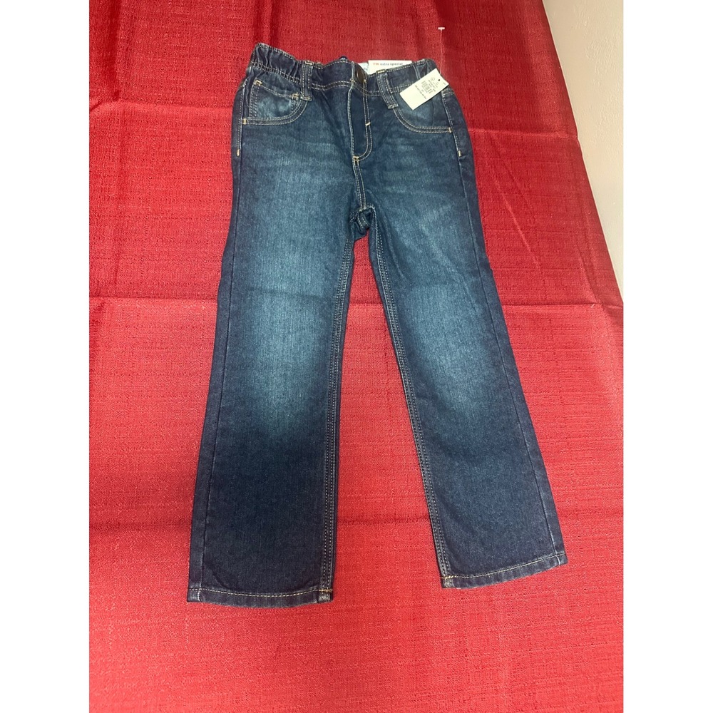 Old Navy Boys Straight Leg Jeans Dark Wash Built-In Tough Adjustable Waist 4T